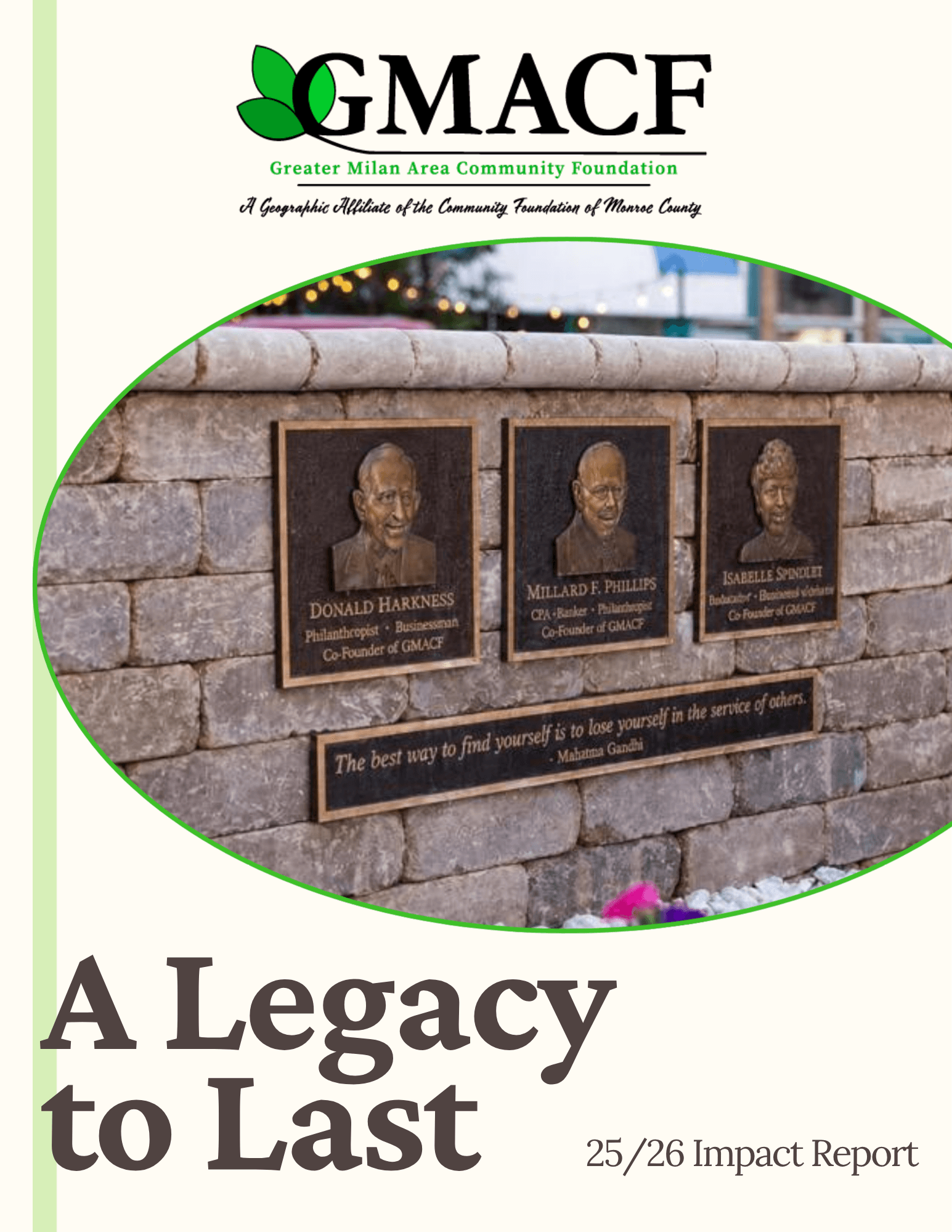 Image of Tolan Square, front cover of GMACF Impact Report 2025/2026